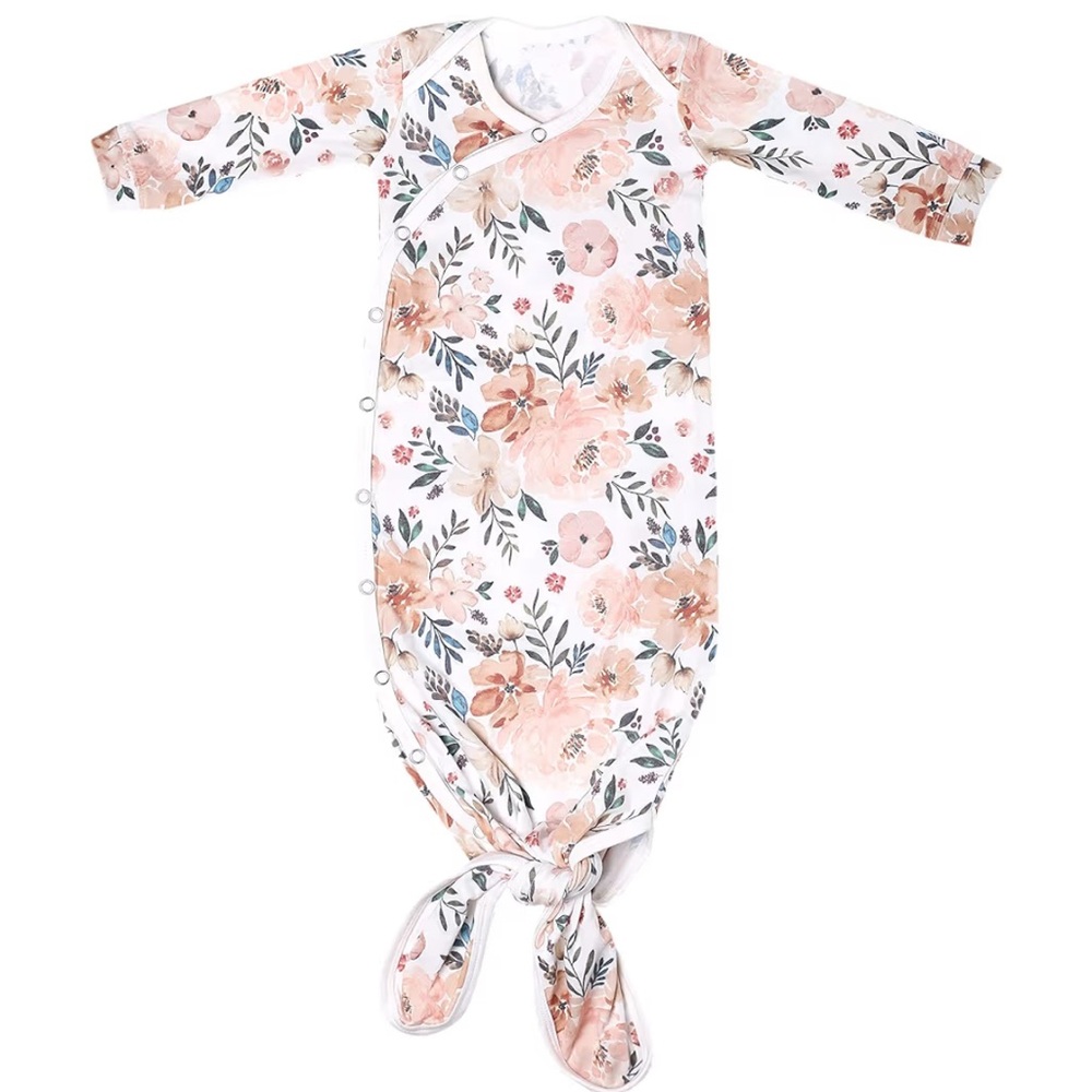 Copper Pearl knotted newborn gown